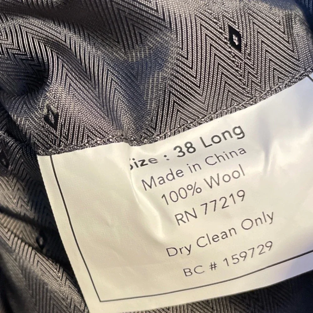 Mens Wool Suit Jacket Pinstripe 38L Charcoal Gray Joseph & Feiss
